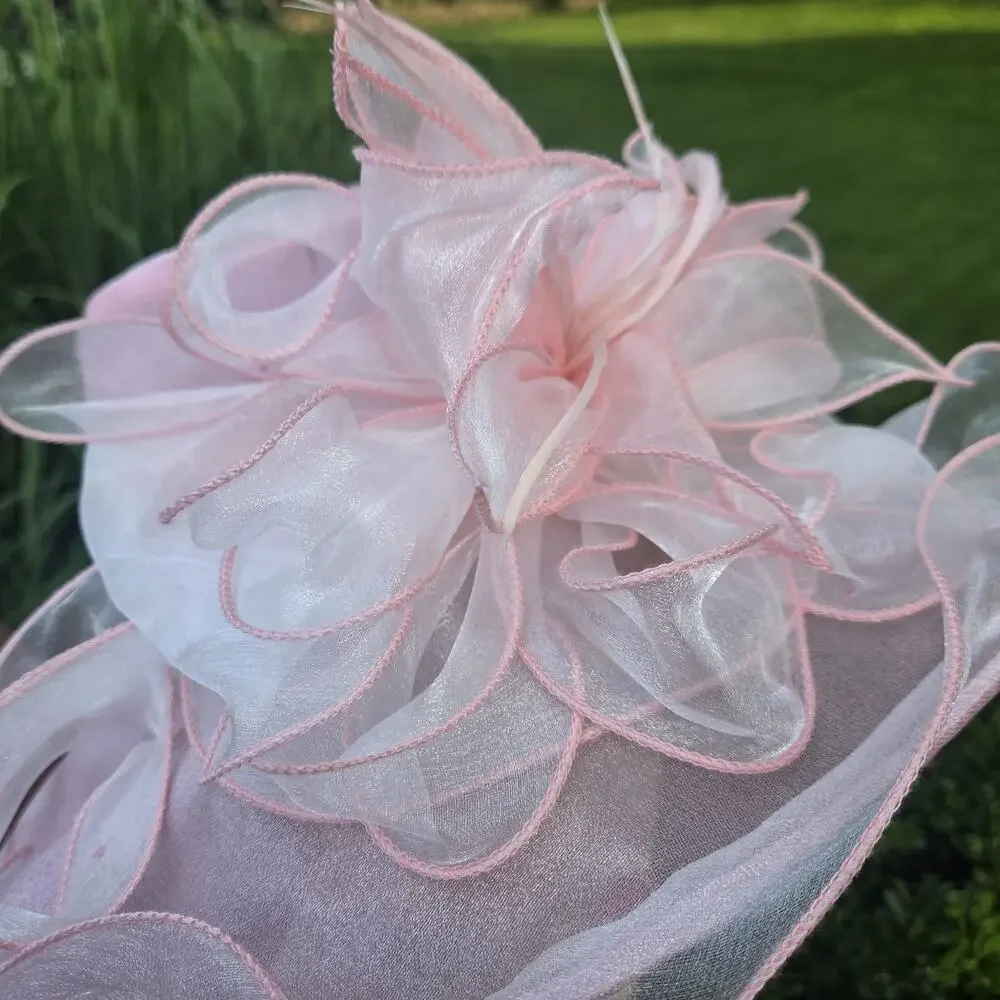 Blush Pink Kentucky Derby Organza Hat | Wedding Church Tea Party